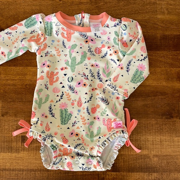 Ruffle butts UPF 50+ long sleeve swim suit - Picture 1 of 6